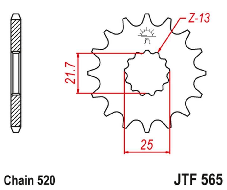 Jt Zębatka Przednia 565 17 Suzuki Gs500E '89-'93 56517Jt Łańc. 520 +1