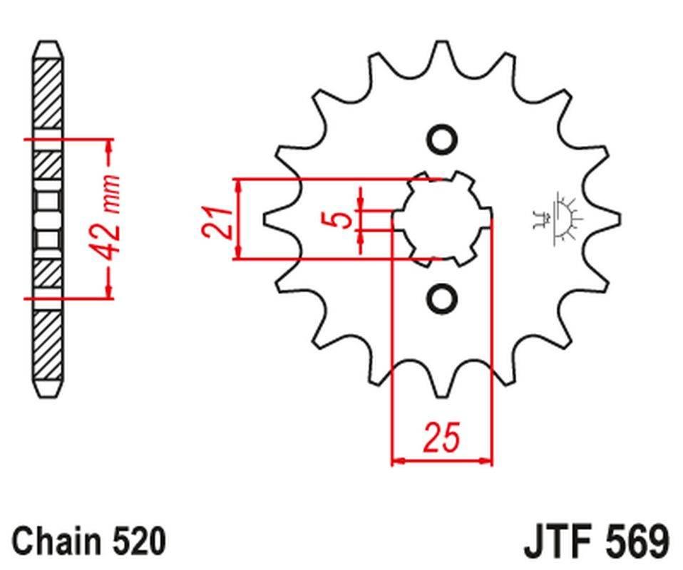 Jt Zębatka Przednia 569 11 Yamaha Yfm 125 Grizzly '04-'12, Yz 250 '77-'98