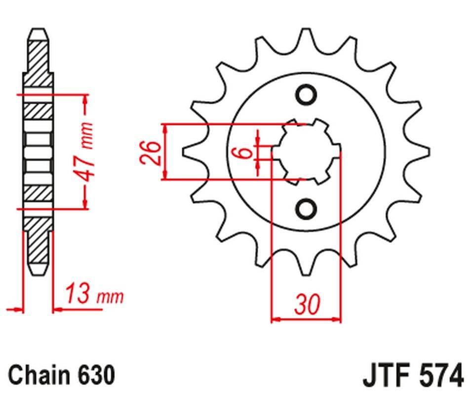 Jt Zębatka Przednia 574 16 Yamaha Xv 1000 '81-82', Tr1 '81-85' 57416Jt Łańc