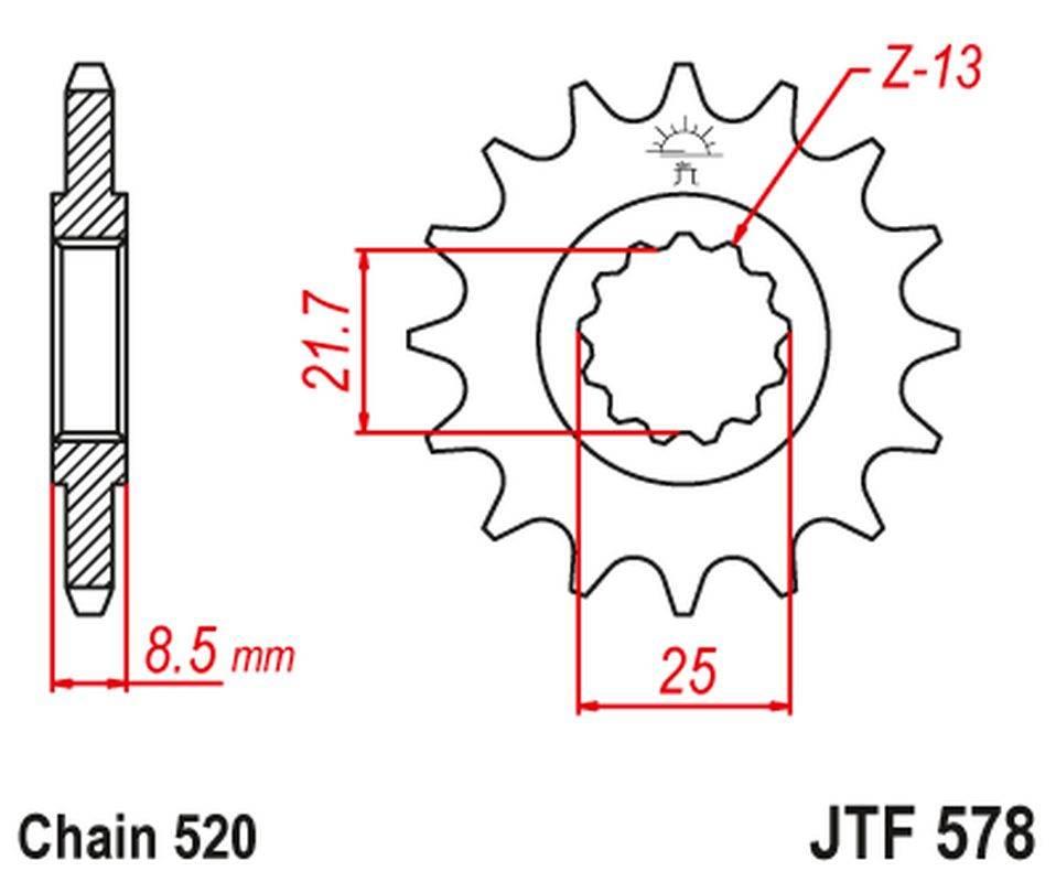 Jt Zębatka Przednia 585 14 Kawasaki Zx-6R/Rr '07-17, Yamaha Xtz 750 '90-'98