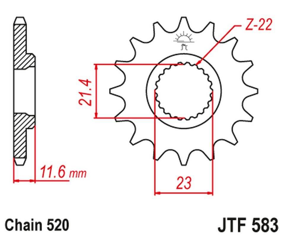 Jt Zębatka Przednia 2051 14 Yamaha Tt 250 '93-04' 205114Jt Łańc. 520