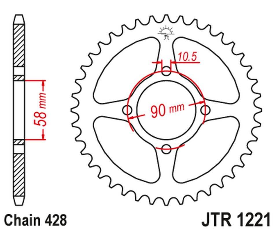 Jt Zębatka Tylna 4669 42 Honda Cbr 125 11-17 -2 446942Jt Łańc. 428 Otwór Na