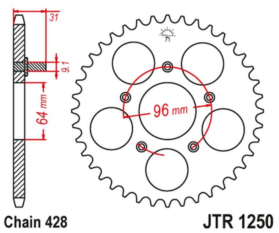 Jt Zębatka Tylna Jtr1250 56 Honda Nx 125 '89-90' Jtr1250.56 * Łanc428 Na Za