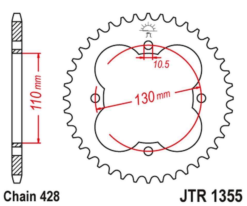 Jt Zębatka Tylna 4355 48 Honda Trx 90 '93-19', Trx 125 '87-88' 435548Jt Łań