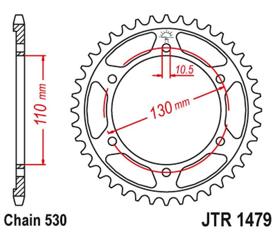 Jt Zębatka Tylna 241 47 Yamaha Yzf-R1 1000 '09-14' 24147Jt Łańc.530 Czarna