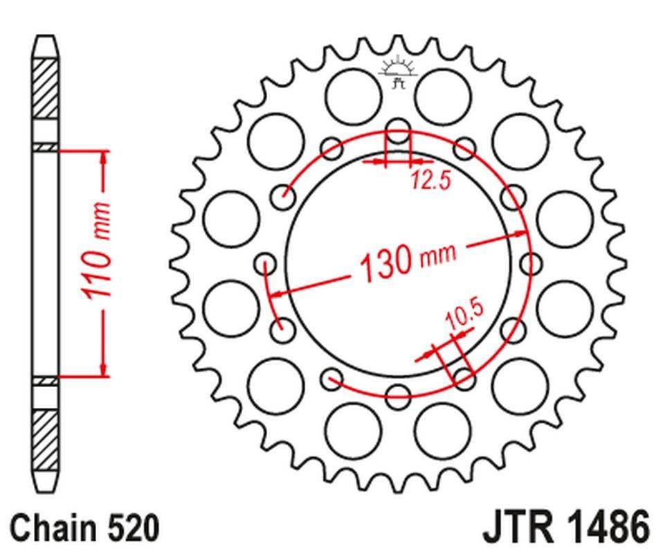 Jt Zębatka Tylna 504 44 Honda Trx 200 '90-97', Kawasaki El 250 '88-03' 5044