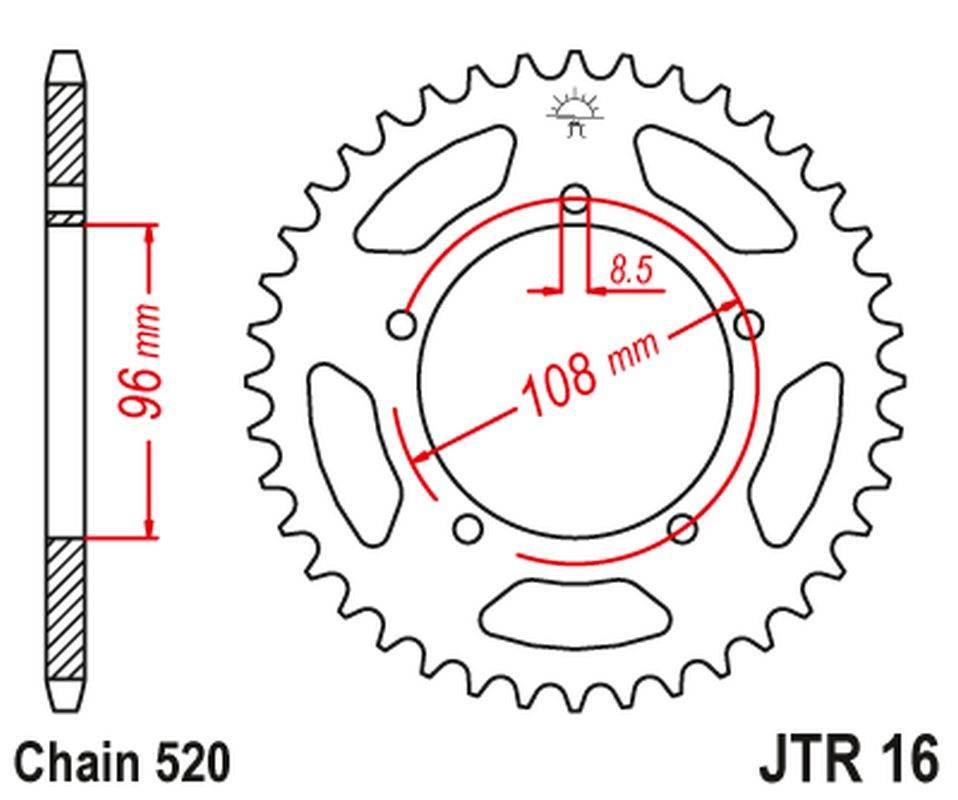Jt Zębatka Tylna 1516 44 Apriliatuareg/Tuareg Wind '86-88', Gilera 125 Xr/1