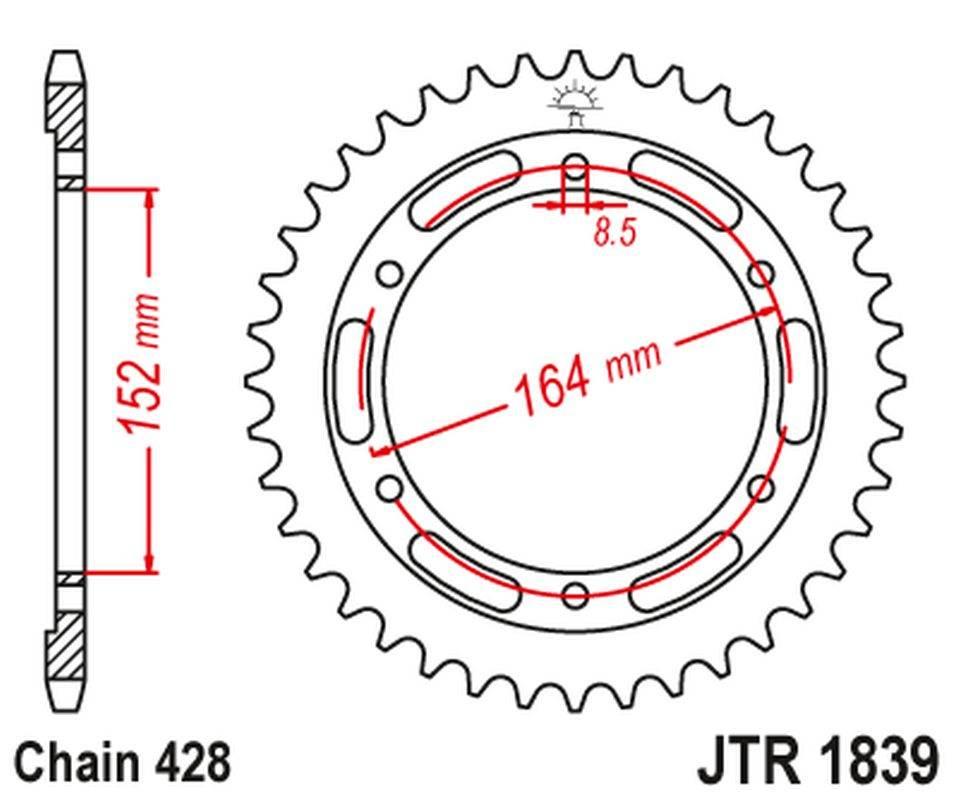Jt Zębatka Tylna 841 55 Yamaha Sr 400 2Rd '91-00', Sr 500 '91-00' 84155Jt Ł