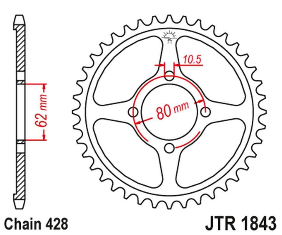 Jt Zębatka Tylna 843 54 Yamaha Tt-R 125 '02-21' 84354Jt Łańc.428
