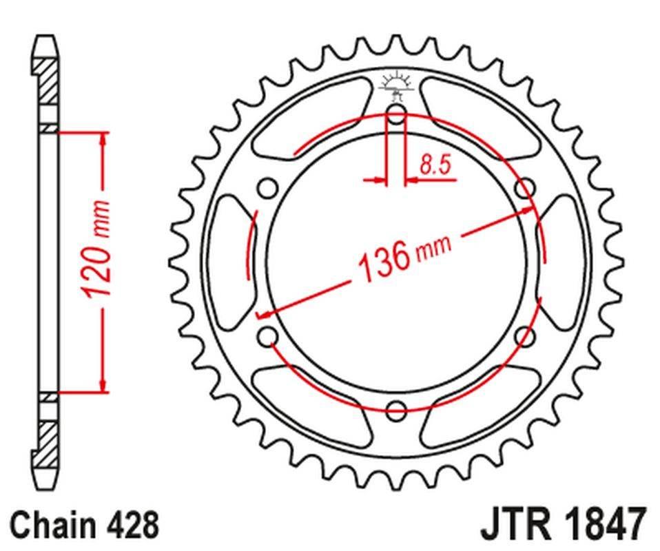 Jt Zębatka Tylna 4324 47 Yamaha Tdr 125 '93-'99 432447Jt Łańc. 428
