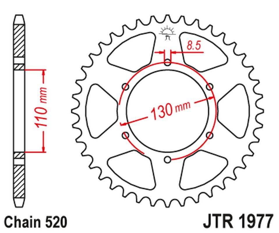 Jt Zębatka Tylna Honda Xr 200 '80-81', Xl 250 '76-77' Łańc520