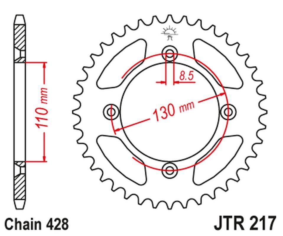 Jt Zębatka Tylna 249 56 Honda Cr80 '86-02', Cr85 '03-07' 24956Jt Łańc.428
