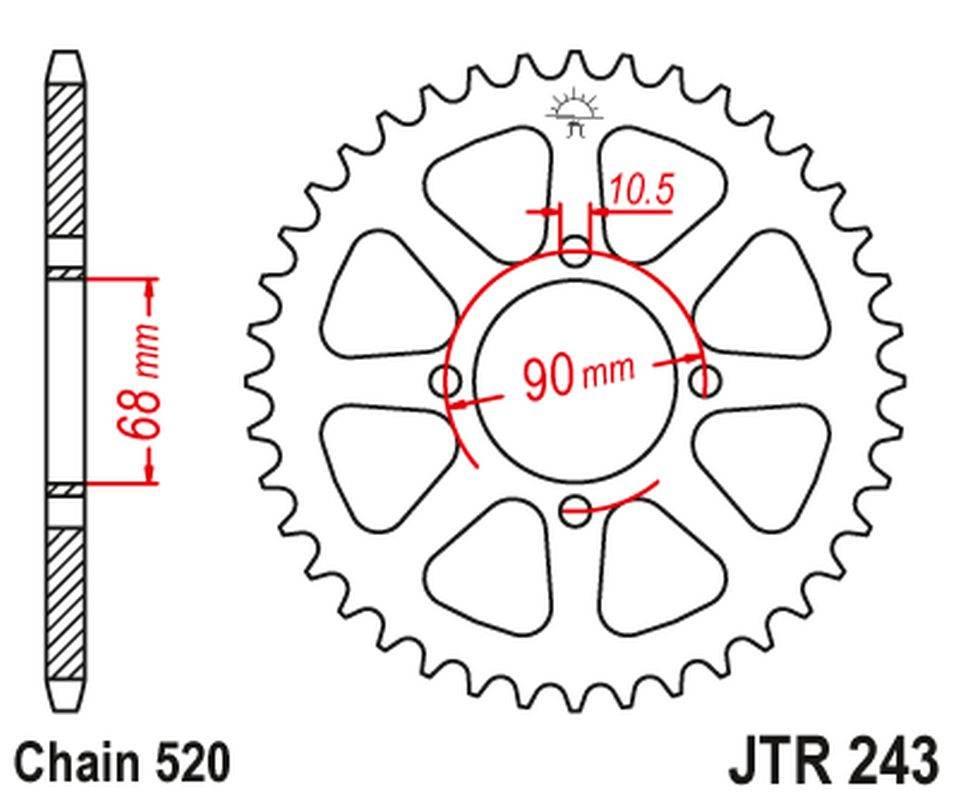 Jt Zębatka Tylna 256 42 Honda Mtx 200 '83-86' 25642Jt Łańc.520