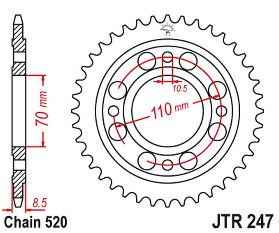 Jt Zębatka Tylna 247 41 Honda Cb/Cbx 250 '78-84', Cb 400 N/T '81-83' 24741J