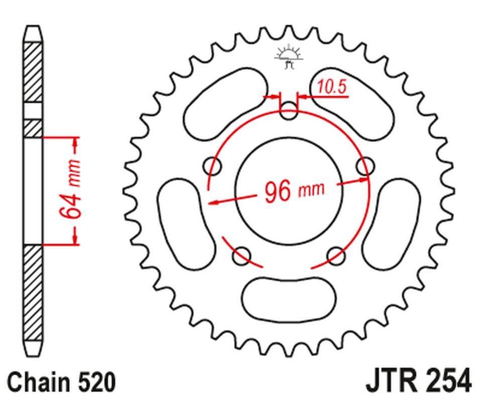 Jt Zębatka Tylna 254 50 Honda Cbf 250 '04-'07 25450Jt Łańc. 520