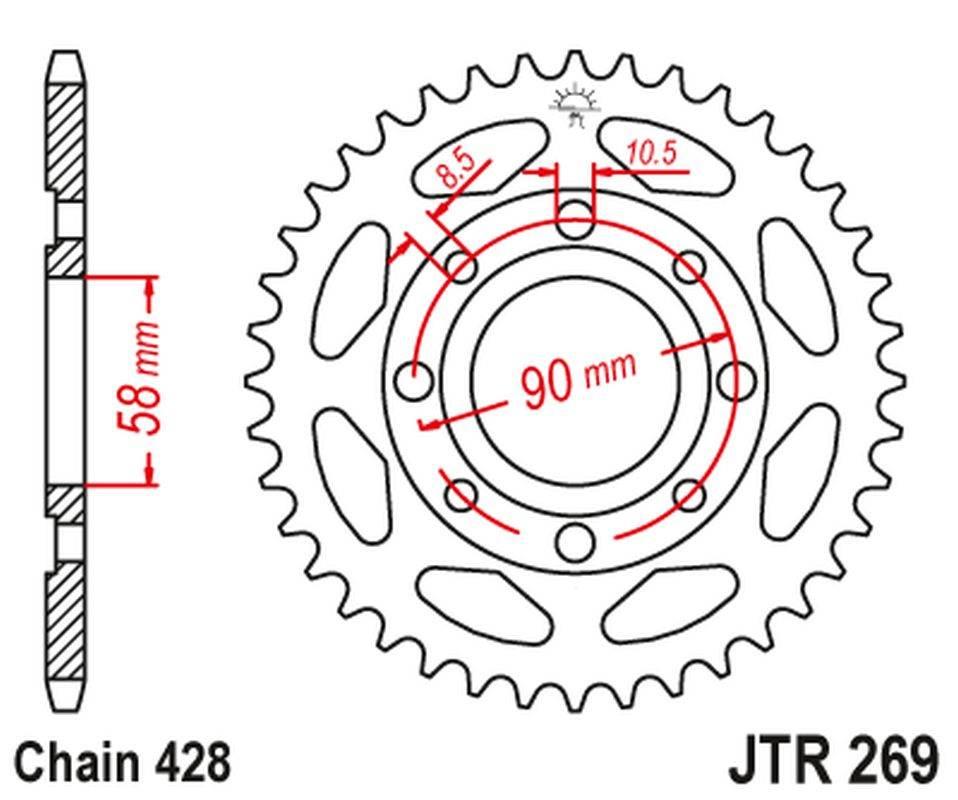 Jt Zębatka Tylna 269 46 Honda Cg 125 '02-'05, Cm 125 '82-'97, Cb 125T '82-'