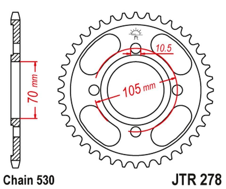 Jt Zębatka Tylna 278 36 Honda Cb 250 '73-77',Cj 250 '76-79', Cb 360/400 '75