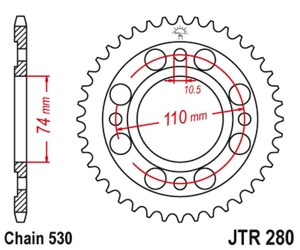 Jt Zębatka Tylna Honda Cb 500 T '75-77' 28033Jt Łańc.520