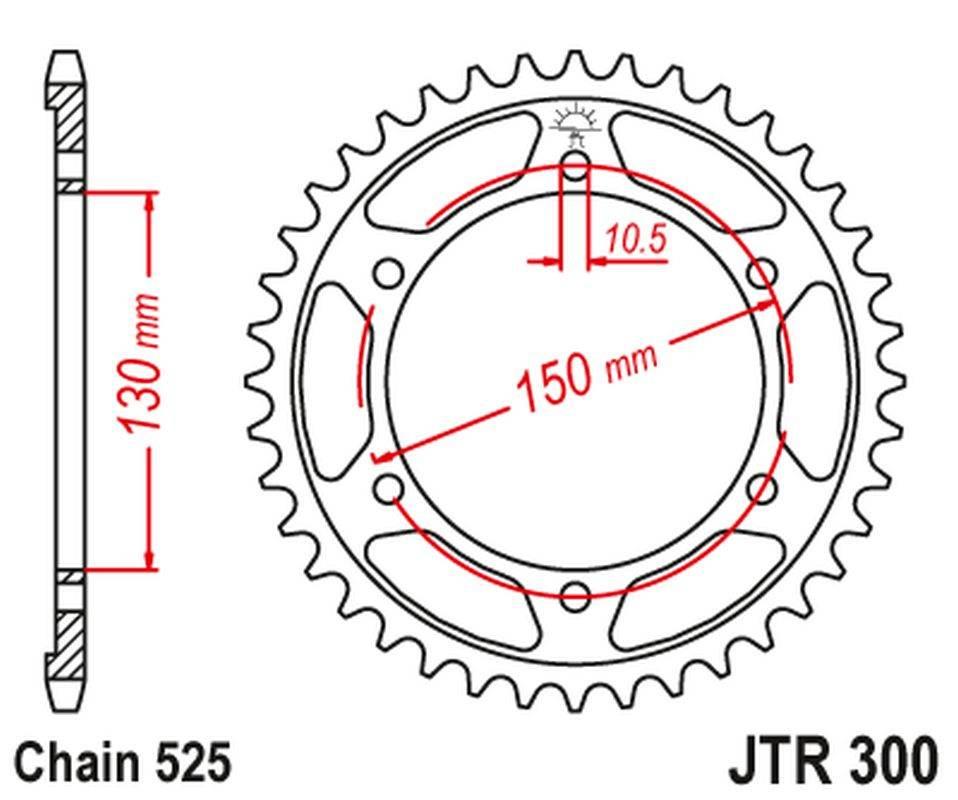 Jt Zębatka Tylna 300 42 Yamaha Tdm 900 '02-'13 30042Jt Łańc. 525 Czarna
