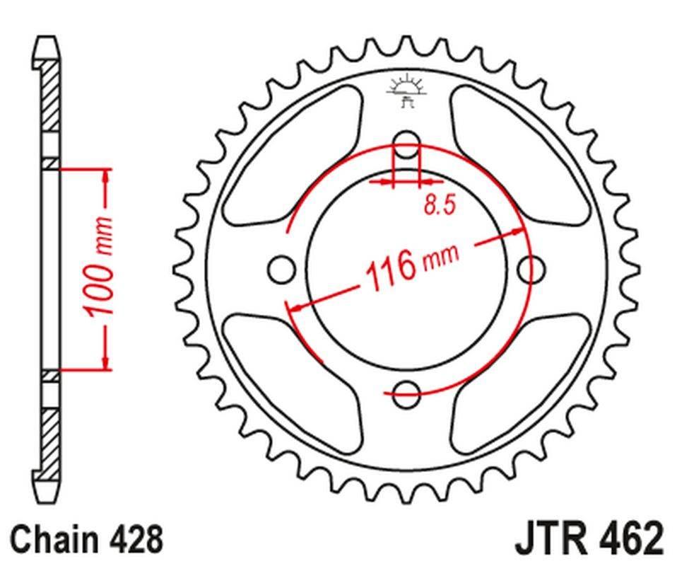 Jt Zębatka Tylna Jtr462 50 Kawasaki Kx 80 '86-99', Kx 85 '01-20', Kx 100 '8