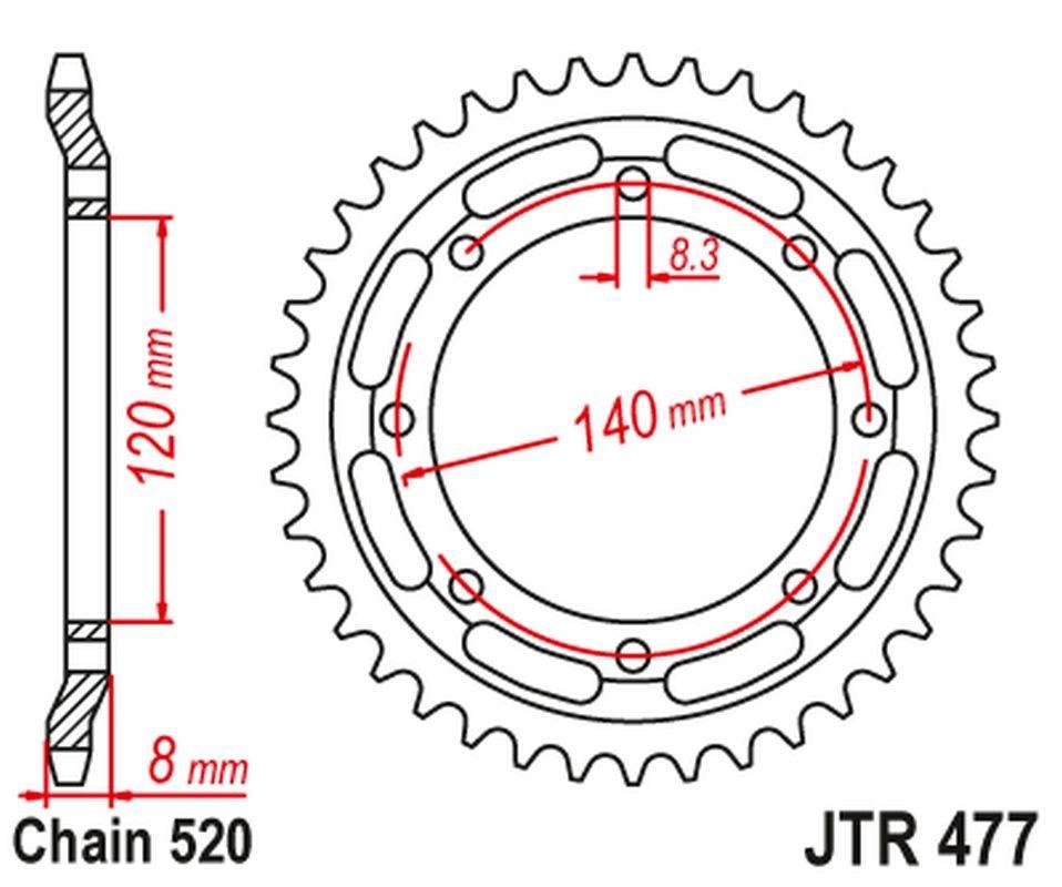 Jt Zębatka Tylna 506 43 Kawasaki Klr 600 '84-90' 50643Jt Łańc.520