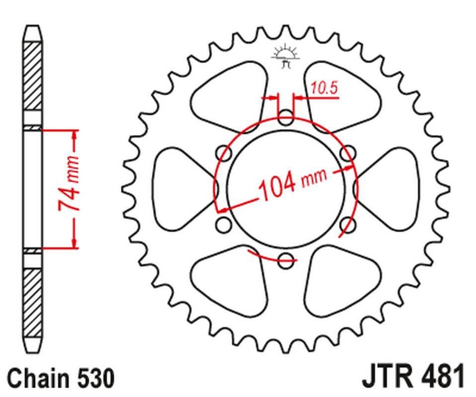 Jt Zębatka Tylna 481 45 Kawasaki Z 400/550 '80-83', Z 650 '79', Kh 500 '72-