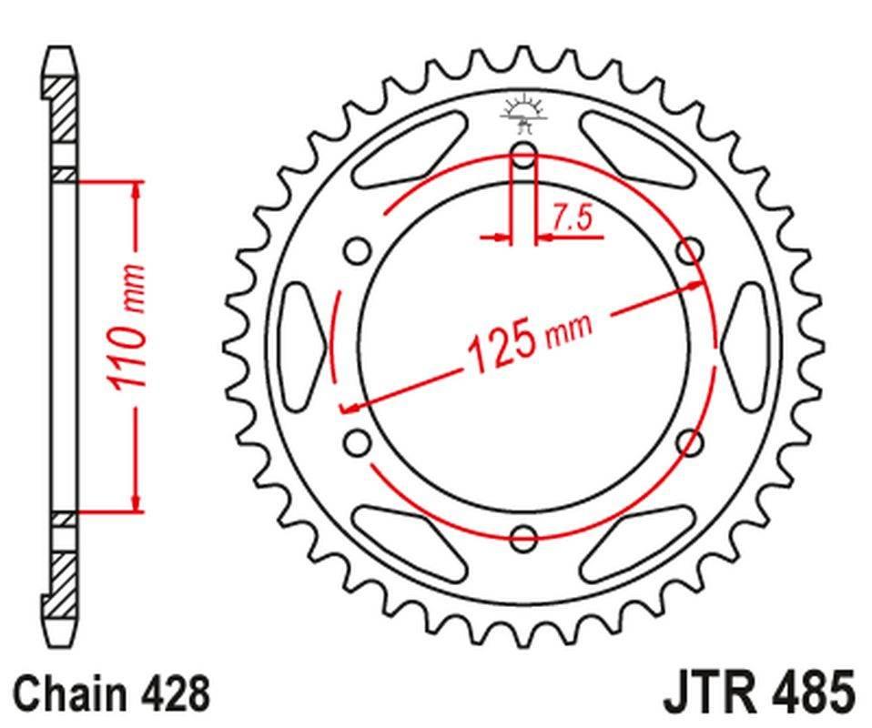 Jt Zębatka Tylna 485 48 Gilera 125 Kk/Kz '06-89', 125 Cougar '01' 48548Jt Ł