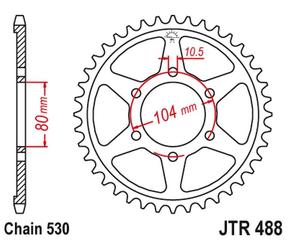 Jt Zębatka Tylna 488 45 Kawasaki Zxr750 J '91-'92 48845Jt Łańc. 530