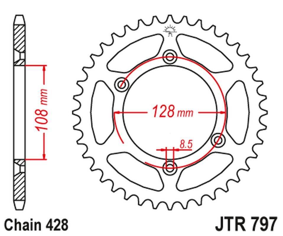 Jt Zębatka Tylna 4488 57 Kawasaki Klx 125 '03-06, Suzuki Dr-Z 125 '03-20 44