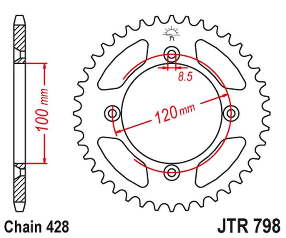 Jt Zębatka Tylna 798 50 Suzuki Rm 80 '83-01, Yamaha Yz 85 '02-24 79850Jt Ła