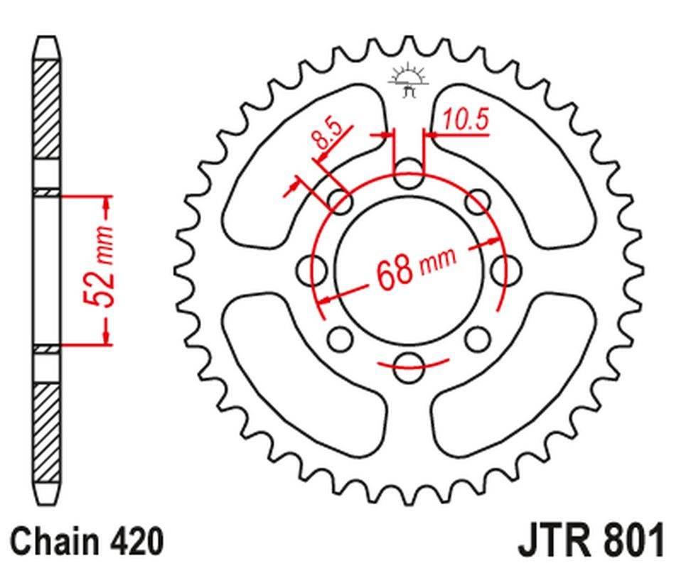 Jt Zębatka Tylna 801 33 Suzuki Pv 50 '81-00, Fr 70 '75-87, Fr 80, Rm 50 '81