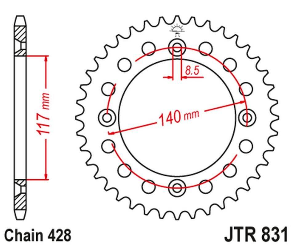 Jt Zębatka Tylna 831 46 Yamaha Yz 80L/S '84, '86-92 83146Jt Łańc. 428