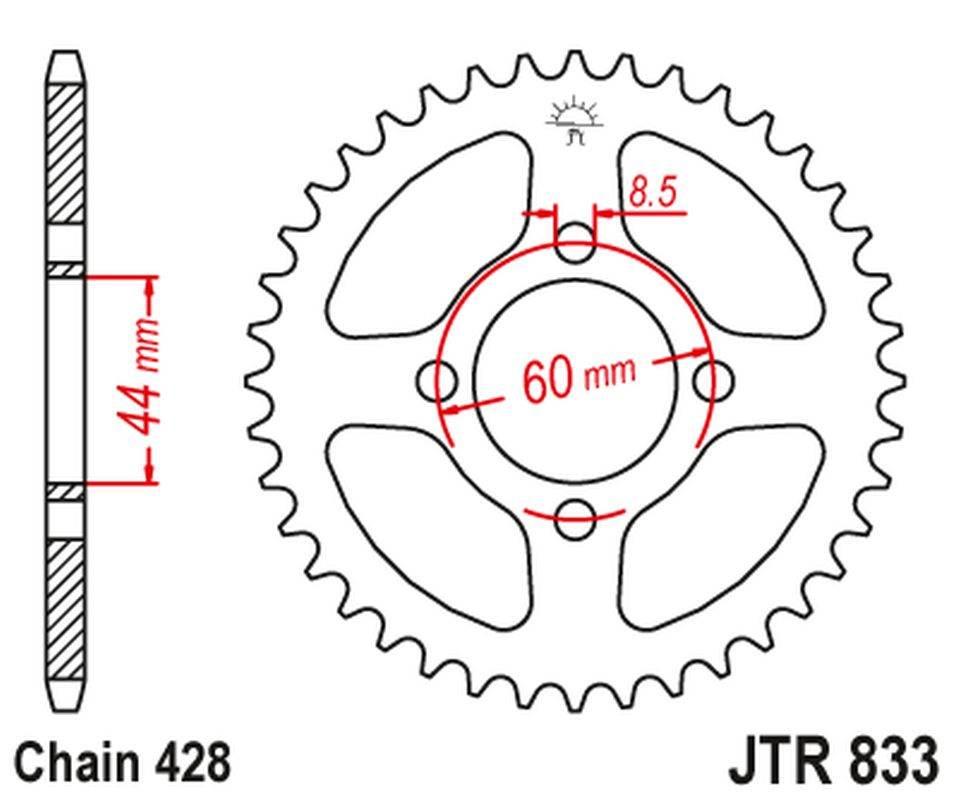 Jt Zębatka Tylna 833 41 Yamaha Dt 80Mx '83-84 83343Jt Łańc. 428 - Zastępuje