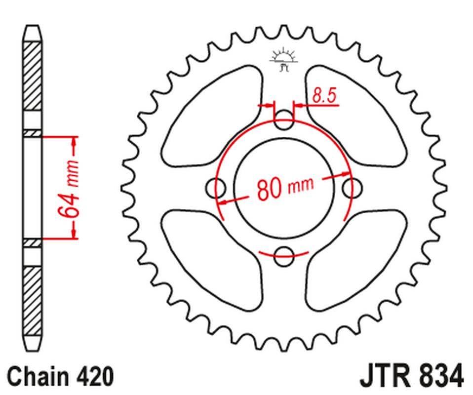 Jt Zębatka Tylna 834 37 Yamaha Ttr 50 '6-21, Yb 100 '76-80 83437Jt Łańc. 42