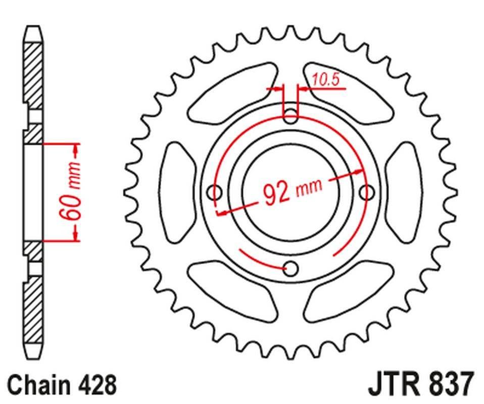Jt Zębatka Tylna 838 39 Yamaha Rd 125 '75-81, Rd 200 '78-81 83839Jt Łańc. 4