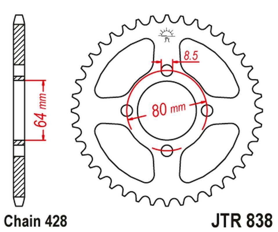 Jt Zębatka Tylna 838 49 Yamaha Dt 100 '74-76;Junak 125 83849Jt Łańc. 428