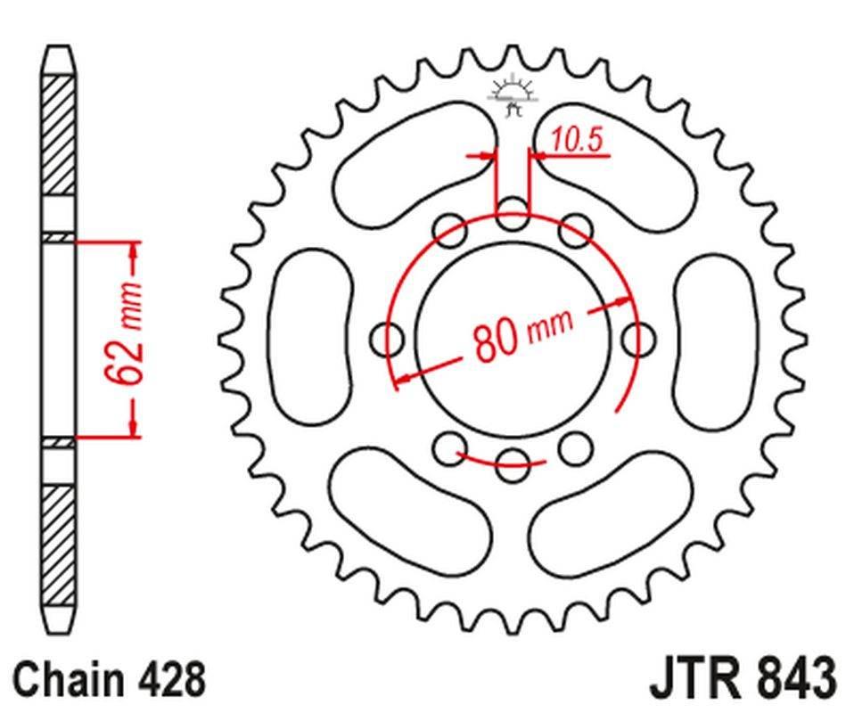 Jt Zębatka Tylna 843 45 Yamaha Dt 80Lc '83-84 -3 Dt 125 Lc -4 Sr 125 '80-'9