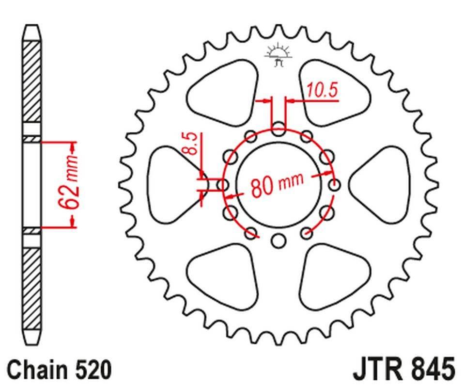 Jt Zębatka Tylna 845 47 Yamaha Xt 250 '80-92 84547Jt Łańc. 520 Na Zamówieni