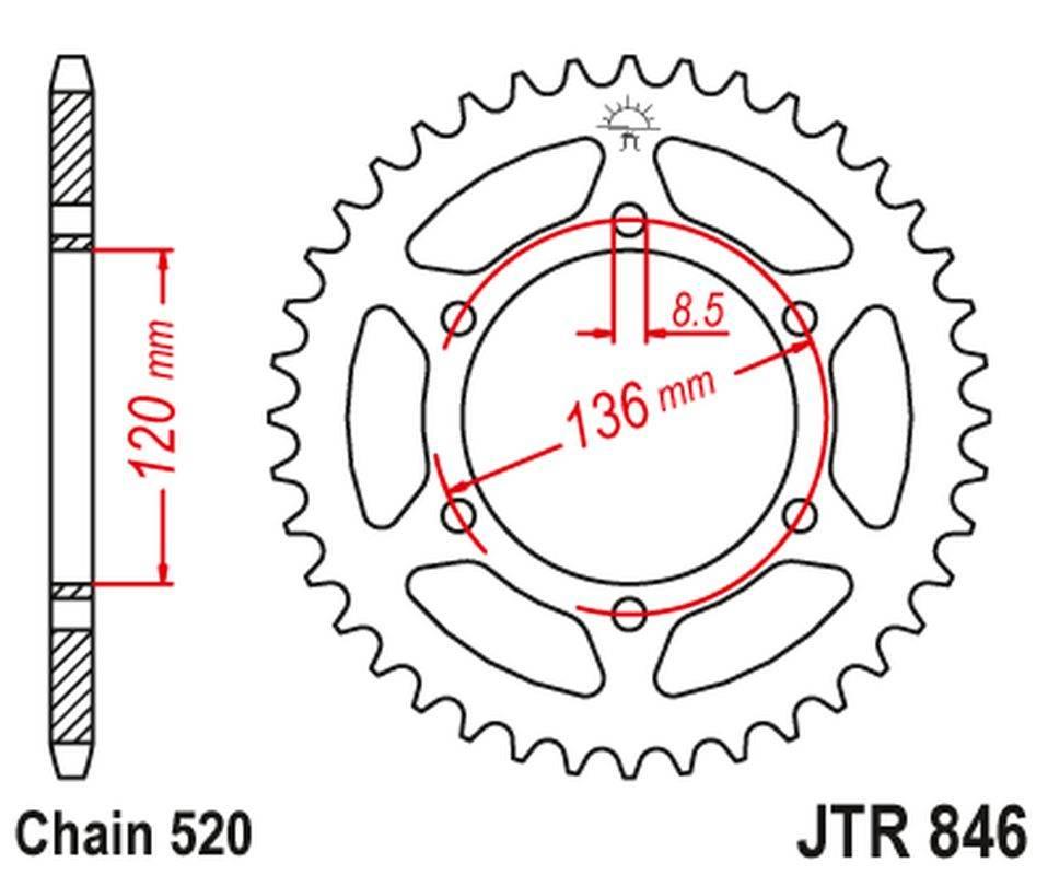 Jt Zębatka Tylna 859 45 Yamaha Tdr 250 '88-90, Xjr 400 '93-08, Fz 400 '84-8