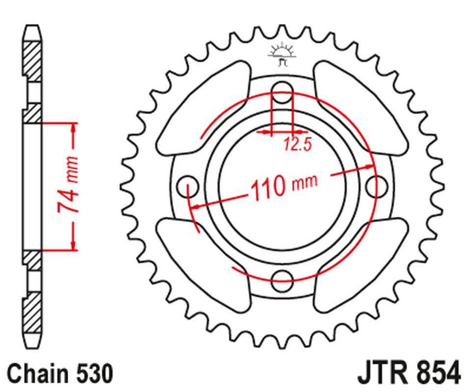 Jt Zębatka Tylna 854 43 Yamaha Xs 250 '78-80, Xs 500 '76-77 85443Jt Łańc. 5