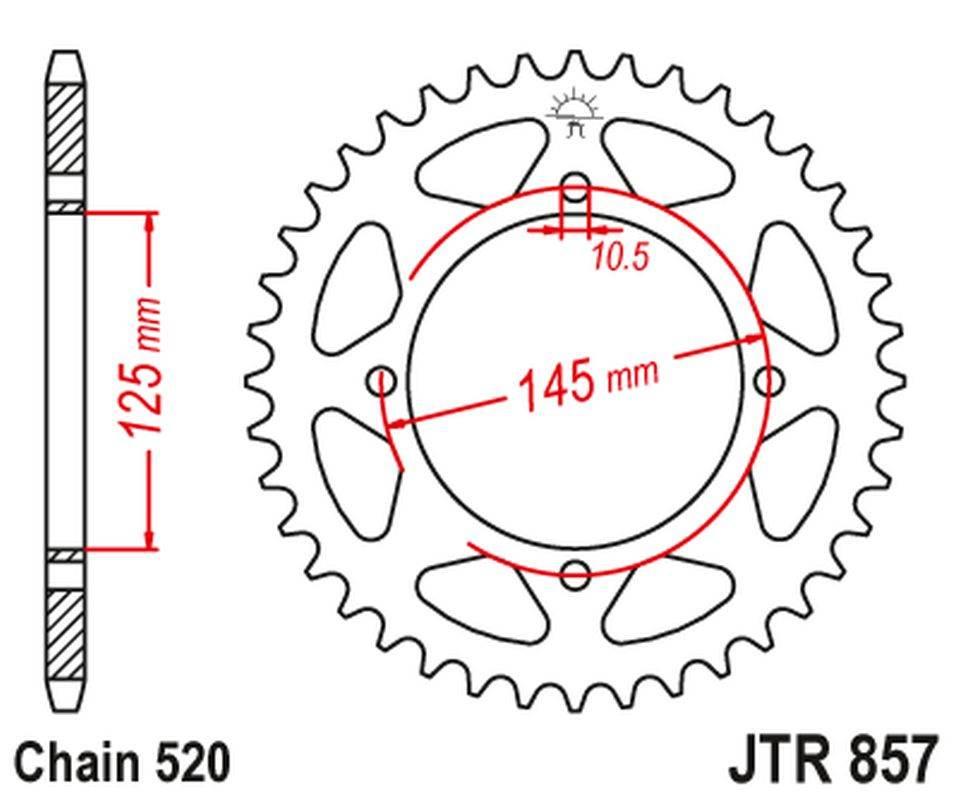 Jt Zębatka Tylna 857 47 Yamaha Xv 125 Virago '97-01, Xvs 125 Drag Star '00-