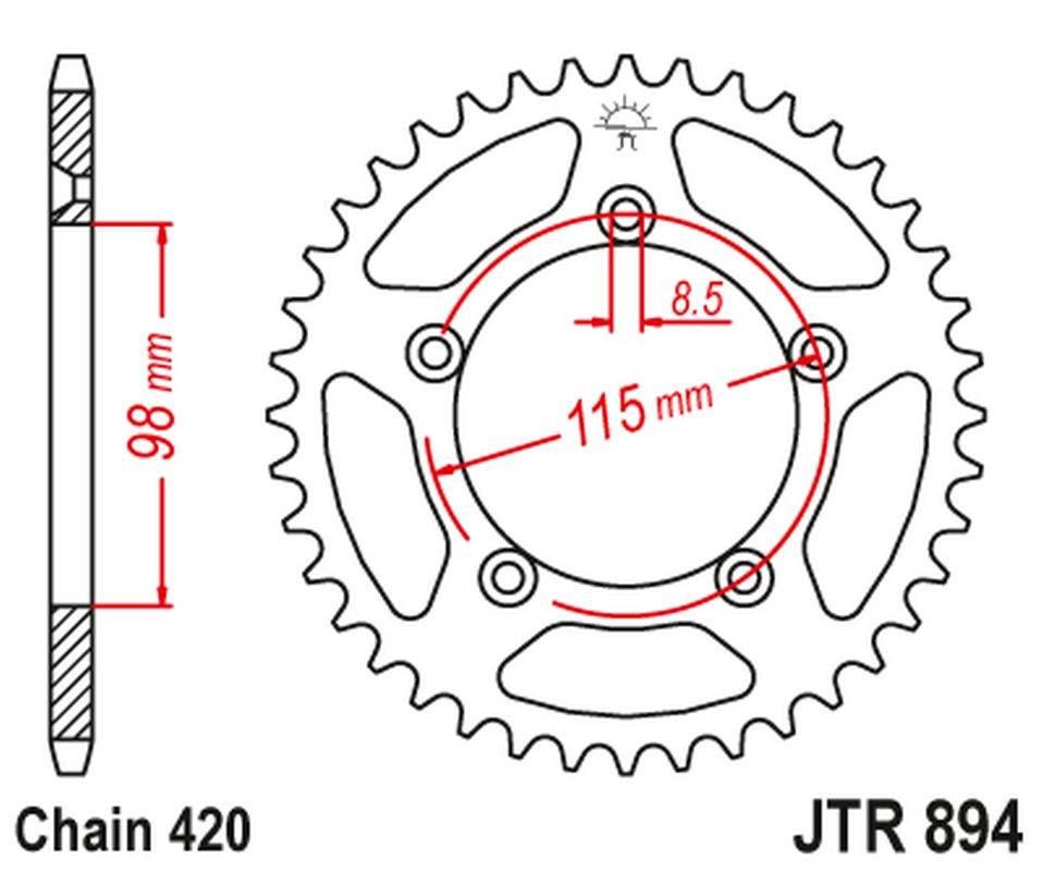 Jt Zębatka Tylna 4552 48 Ktm Sx 60/65 '98-'21 455248Jt Łańc. 420 Kolor Czar