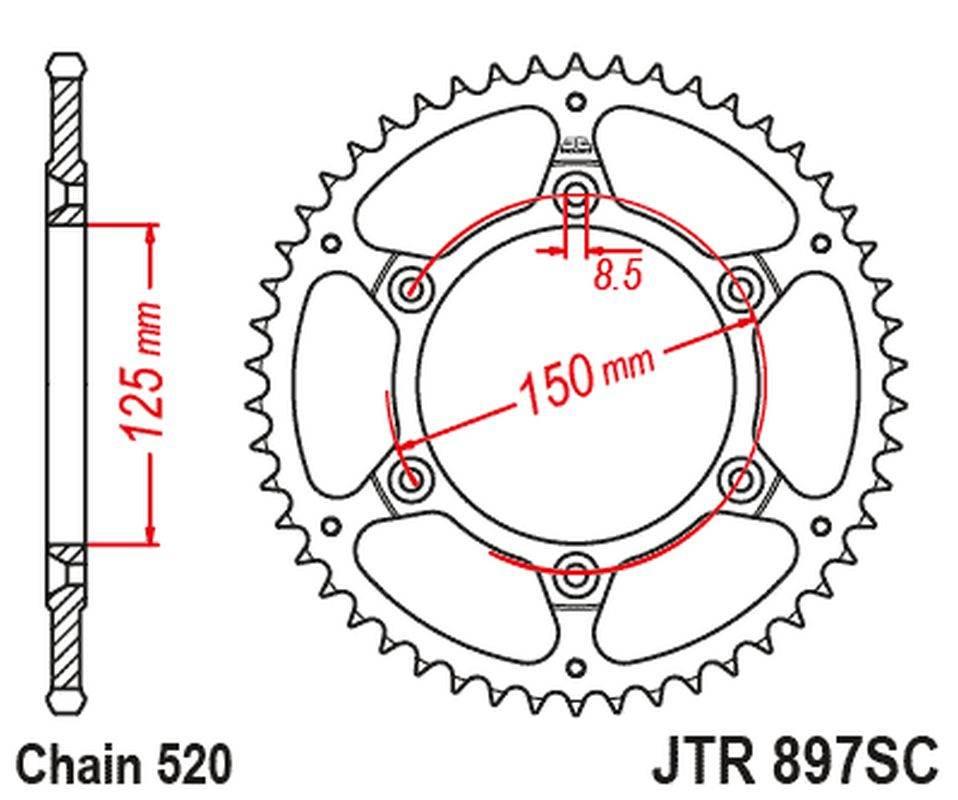 Jt Zębatka Tylna 899 40 Ktm Exc/Sx/Exc-F 200/250/300/400/450/530 Ultralite
