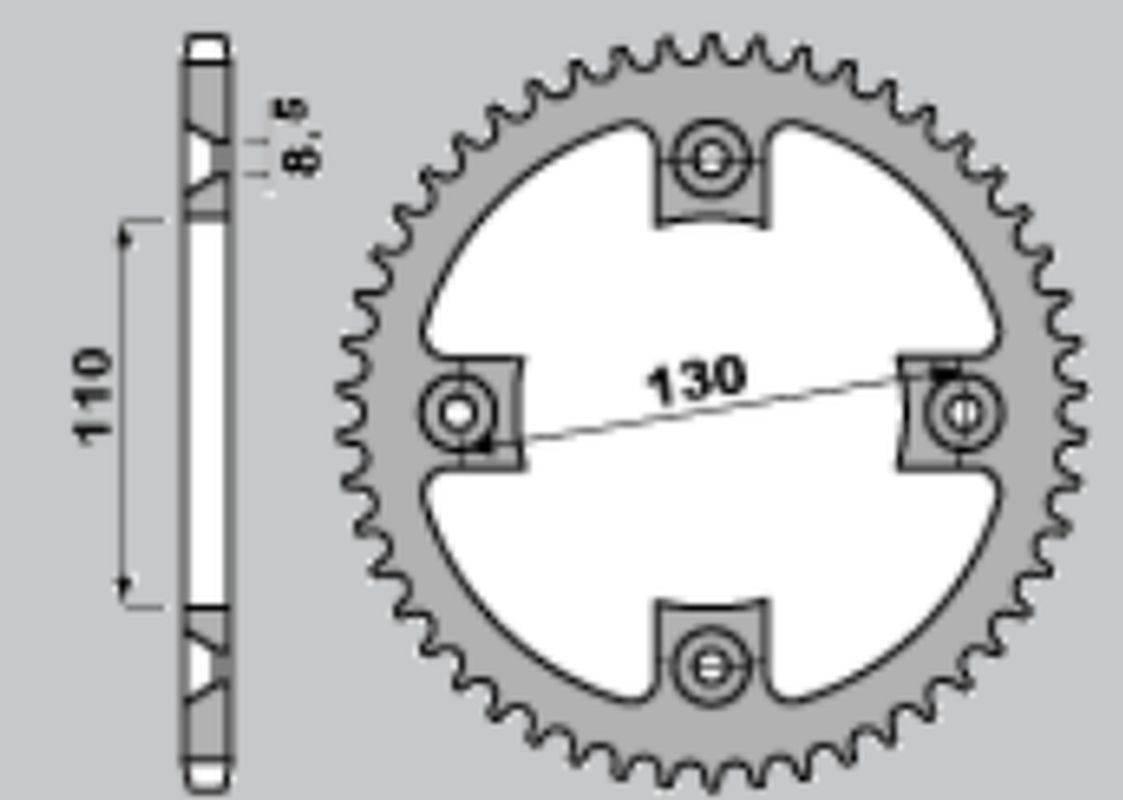 Grosskopf Zębatka Tylna Aluminiowa T7075 Ergal Kolor Srebrny 4306 49 Honda