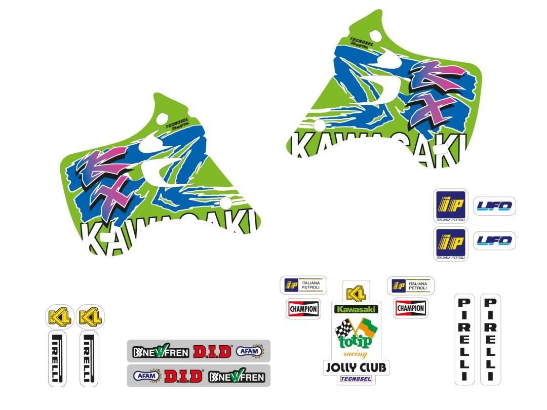 Tecnosel Blackbird Komplet Naklejek Oklein Kawasaki Kx 125/250 '92-'93, Rep