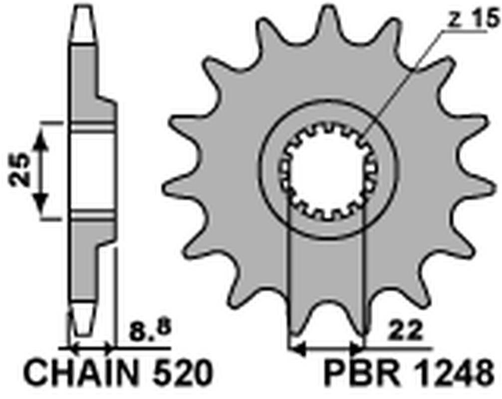 Pbr Zębatka Przednia 1248 15 18Nc Ktm Sx/Exc 125/150 '88-'25 Samooczyszczaj