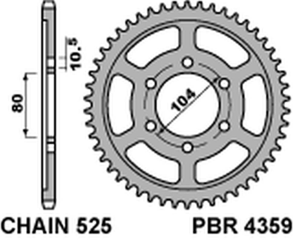 Pbr Zębatka Tylna 4359 44 C45 Kawasaki Zxr 750R Ninja '96-'03, Klz Versys 1