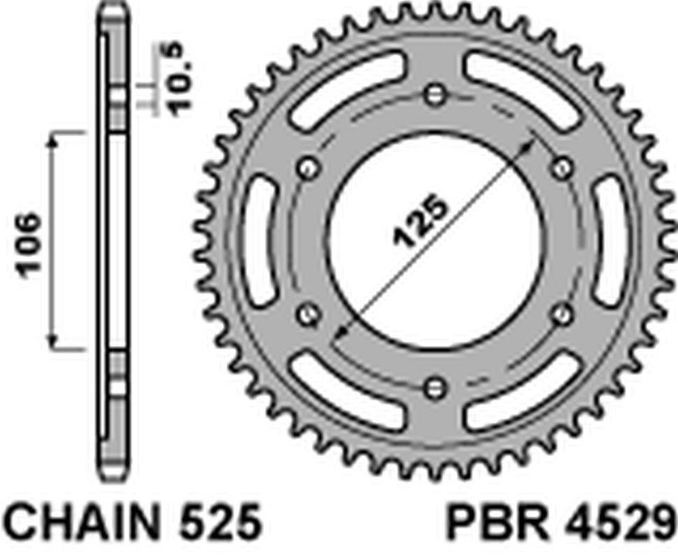 Pbr Zębatka Tylna 4529 49 C45 Triumph 675 Daytona/ Street Triple '06-'20, B