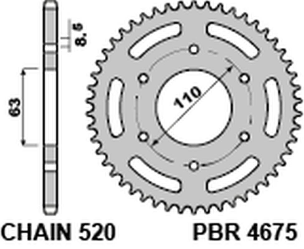 Pbr Zębatka Tylna 4675 44 C45 Ktm 125/200 Duke '14-18, 390 Duke/Rc '13-18 J