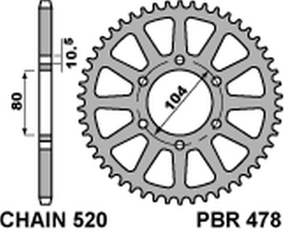 Pbr Zębatka Tylna 478 47 C45 Kawasaki Z 1000/Sx '03-'20, Zx-10R/Rr '04-'20